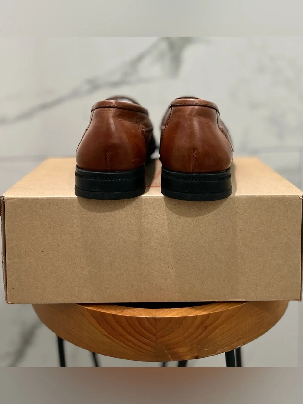 Nunn Bush Strafford Woven Tassel Loafers Men’s 8.5 Cognac Leather NWT
